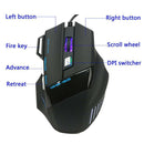 USB Wired Gaming Mouse 7 Buttons 5500DPI Adjustable LED Backlit for PC Laptop