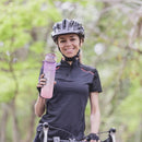 Plastic Water Bottle with Time Marker Sports Leakproof Drink Cup (Purple)