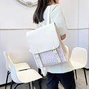#A Simple Small Fresh School Backpacks Retro Denim Striped Flannel Daypack Stude