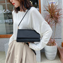 Casual Women PU Leather Handbags Portable Travel Solid Flap Totes Shoulder Bags