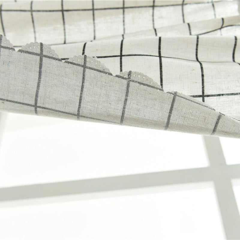 2pcs Short Curtain Shading Home Decor for Window Screen (White Grid)