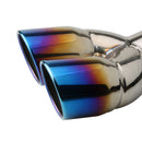 Bent Dual Exhaust Tip Rolled Edge Slant Cut 2.5 inch ID Inlet (Burnt Blue) Newly