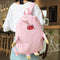 Women Canvas Lovely Cartoon Pig Shape Causal Backpack Shoulder Bag(Pink)