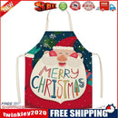 Kitchen Linen Apron Merry Christmas Home Restaurant Cooking Baking Bibs