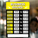 Business Hours Sign Hours of Operation Signs for Window / Door (Yellow) Newly