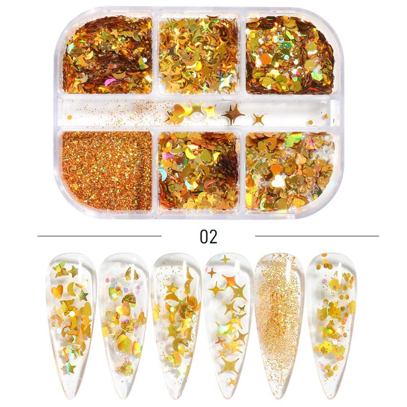 DIY Holographic Hexagon Chunky Glitter Flakes Summer Star Moon Nail Sequins