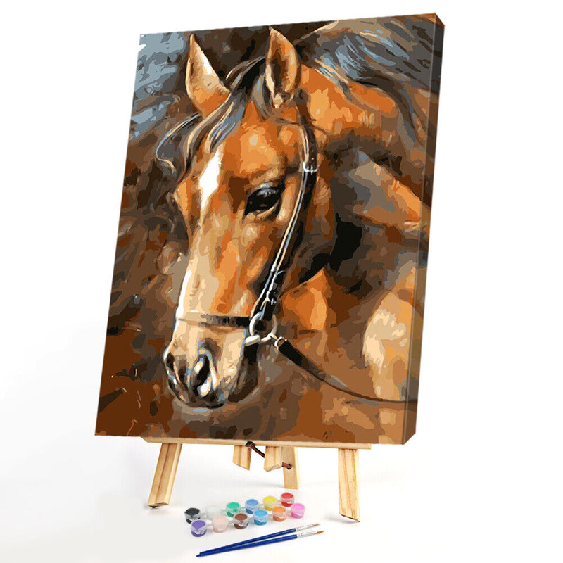 Hand Painted Craft Frameless DIY Sad Horse Painting By Numbers Kit Picture
