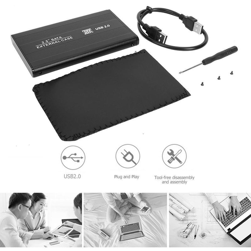 External HDD Case 2.5"" USB 2.0 to SATA Portable Hard Drive Enclosure SSD