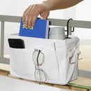 Bedside Caddying Storage Bag Hanging Organizer for Dorm Bed Rails (White) Newly