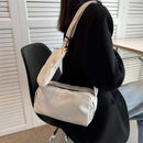 2 in 1 Crossbody Shoulder Bags Nylon Casual Sport Pillow Purse (White)