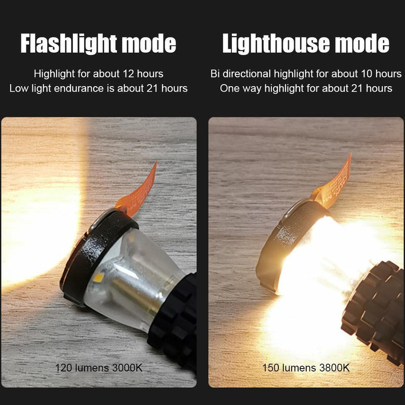LED Camping Flashlight 3 Modes Outdoor Hiking Tent Hanging Lights (Black)