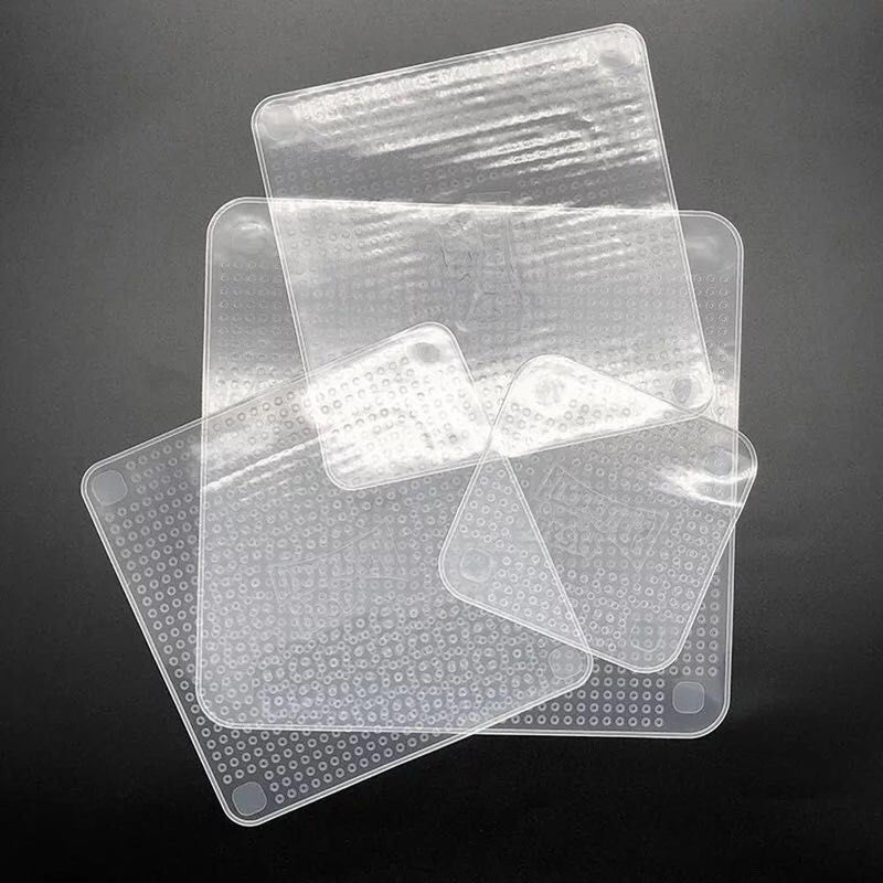 3x4pcs Silicone Fresh Food Grade Plastic Wrap (White)