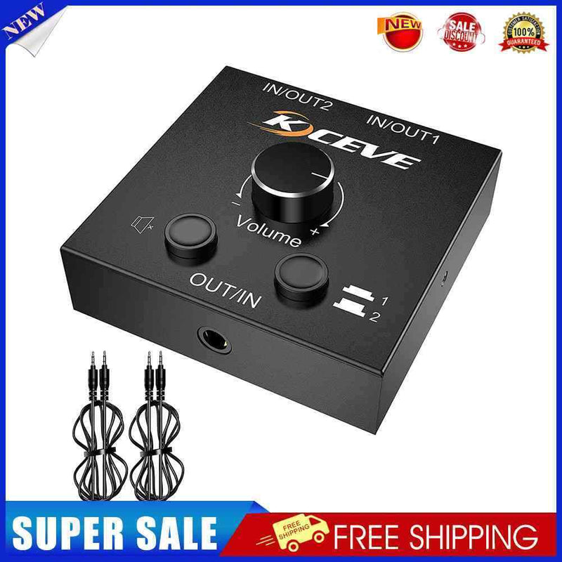 Dual Way Audio Switch Splitter Box Adapter 2 In 1 Out / 1 In 2 Out Switcher