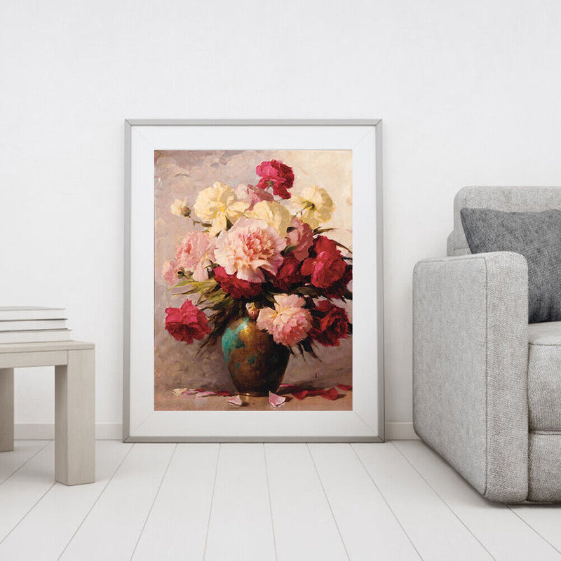 DIY Oil Paint by Numbers Flowers in Vase Pattern Acrylic Drawing Home Decorti