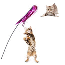 5pcs Funny Ring Paper Cat Stick Teaser Wand Playing Rod with Bell Pet Cats Toys