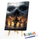 Fire Ship Drawing Frameless DIY Oil Paint by Numbers Canvas Home Decoration