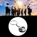 Solar System Metal Pendant Galaxy Earth Mars Glass Moon Keychain (Moon) Newly