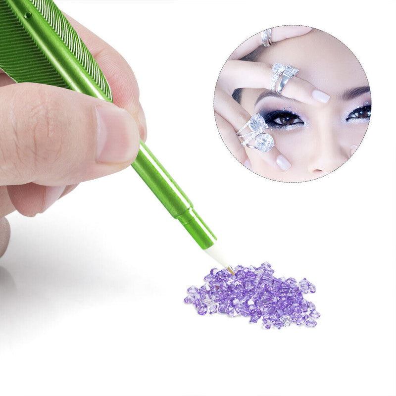 5D Diamond Painting Point Drill Pen Feather Shape DIY Craft Picker Tools (Green)