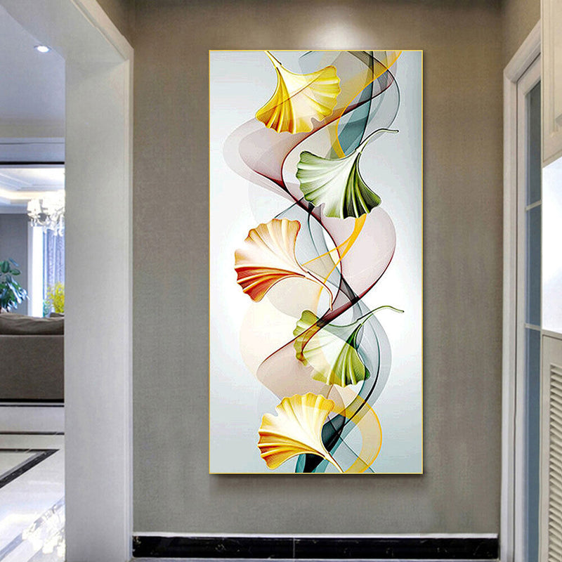 Ginkgo Leaf Abstract Oil Paint By Numbers Kits Canvas Picture Wall Art DIY Cr