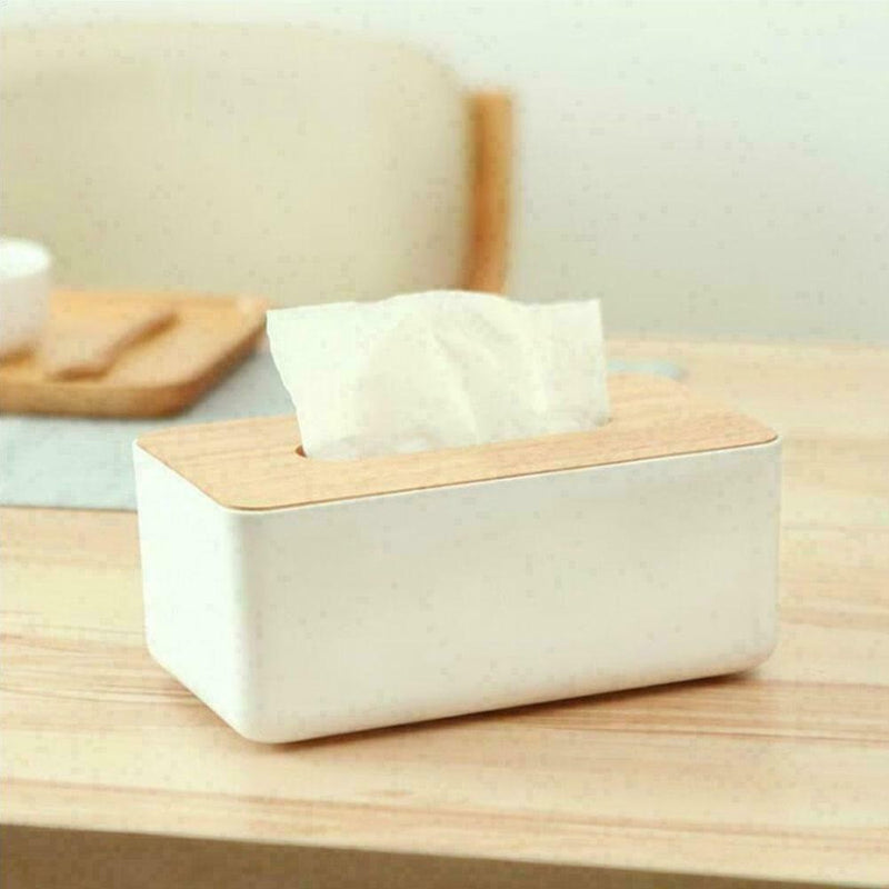 Tissue Box Dispenser Paper Storage Holder Napkin Case Wooden Organizer D6P6