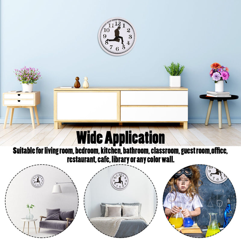 Silly Wall Clocks Non-Ticking Wall Clocks Easy to Install Watch (White)