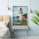 Hand Painted Oil Paint by Numbers DIY Lighthouse Drawing Wall Decoration Gift