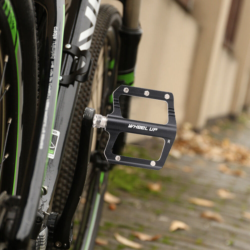 WHEEL UP Bicycle Flat Pedal Aluminum Bearing MTB Bike Platform Pedals 1 Pair