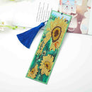 5D DIY Sunflower Mosaic Rhinestone Cross Stitch Leather Page Marker Bookmark