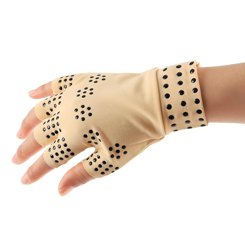 1 Pair Magnetic Therapy Fingerless Gloves Arthritis Pain Relief Tool (White