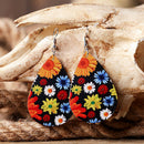 Women Retro Daisy Tear Drop Earrings PU Leather Earrings Holiday Jewelry Newly