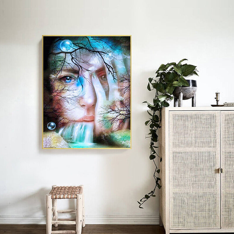 Waterfall Girl Oil Paint By Numbers Kits Canvas Picture Wall Art DIY Craft Color