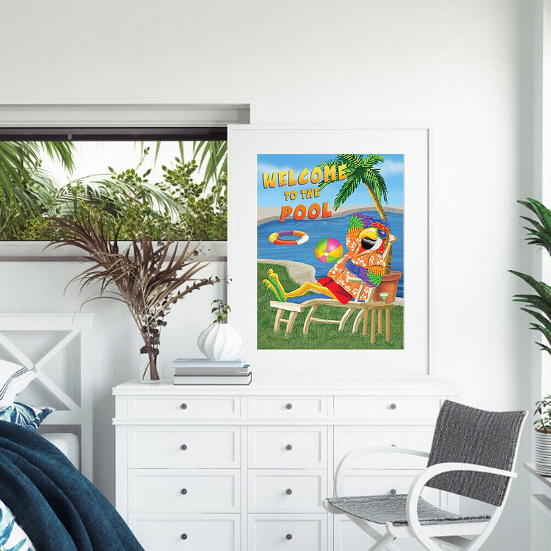 Oil Paint By Numbers Summer Beach Parrot on Canvas Digital Wall Art Handicraft