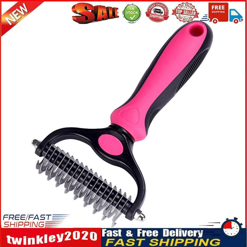 Brush Grooming Tool Pet Fur Trimming Dematting Comb (Double Side Red B) Newly