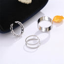 Circular Finger Accessories Opening Rings Set Punk Stack Plain Band Gothic