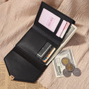 Women Retro Trifold PU Leather Card Case Pure Color Business Holder Short Wal