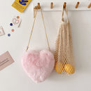 Female Fluffy Solid Color Shoulder Bag Women Casual Chain Small Shoulder Handbag