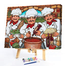 Three Chefs Canvas Paint By Numbers Oil Hand Painted Drawing Kit Home Decor