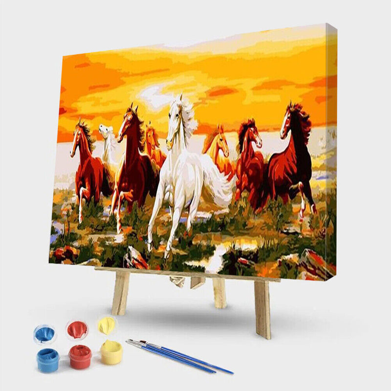 Digital Oil Painting By Numbers Kits Horse DIY Hanging Decor Room Wall Canvas