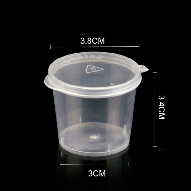 100x/Set Small Plastic Sauce Cups Food Storage Containers Clear +-Lids B hot.