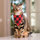 Pet Neckerchief Dog Plaid Triangle Scarf Collar Saliva Towel (Red Black) Newly