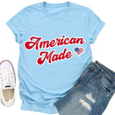 Independence Day Print Letter T-Shirt (Light Blue S)
