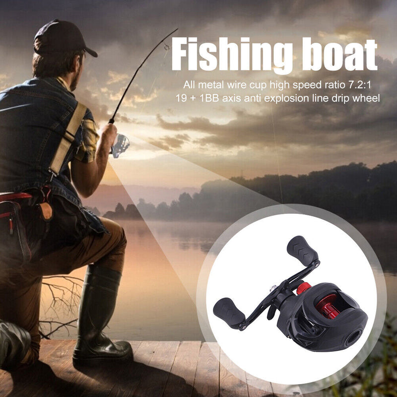 Baitcasting Fishing Reel 19+1BB 7.2/1 8kg Max Drag Low Profile Reel Fish Pesc