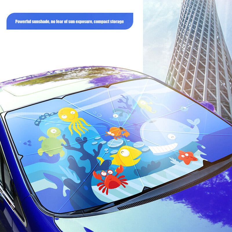Car Windshield Sun Shade Umbrella Cartoon Underwater World Sunshade (L) Newly