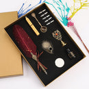 Retro with Nib Ink Bottle Calligraphy Feather Writing Dip Pen Kit (Red) Newly