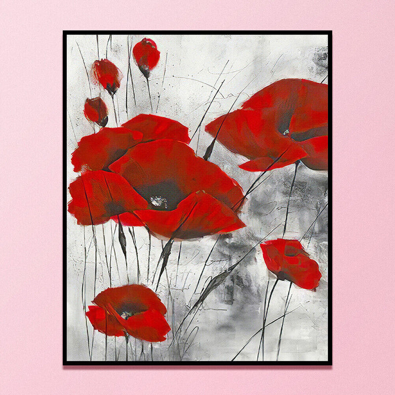 Full Cross Stitch 11CT Red Flower Stamped Embroidery DIY Needlework Kits Newly