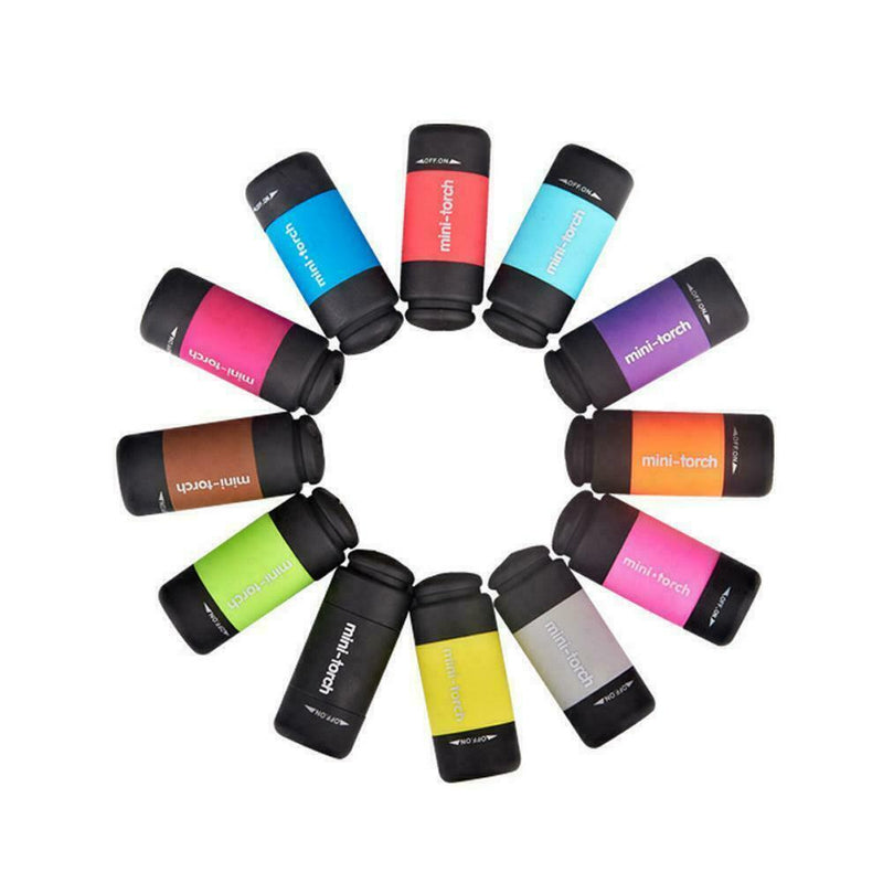 12PCS Pocket LED Torch Lamp USB Rechargeable Mini Keychain Camping Flashlight