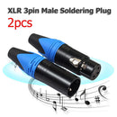 1 Pair XLR 3Pin Male Female DIY Audio Cable Connectors Solder Plug (Blue) Newly