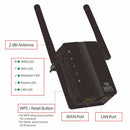 Wireless WiFi Repeater 300Mbps Dual Antenna WiFi Range Extender (EU Black)