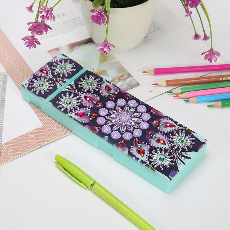 DIY Mandala Special Shaped Diamond Painting 2 Grids Pencil Case Storage Box Gift