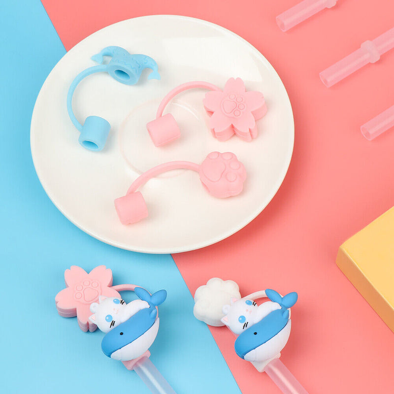 Drinking Dust Cap Silicone Straw Plug Cartoon Plugs Cover Cup Accessories